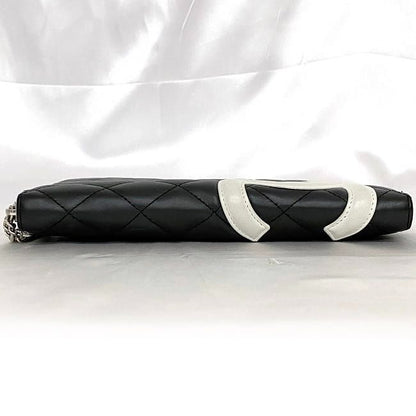 Chanel Round Zipper Long Wallet F21275 Black White