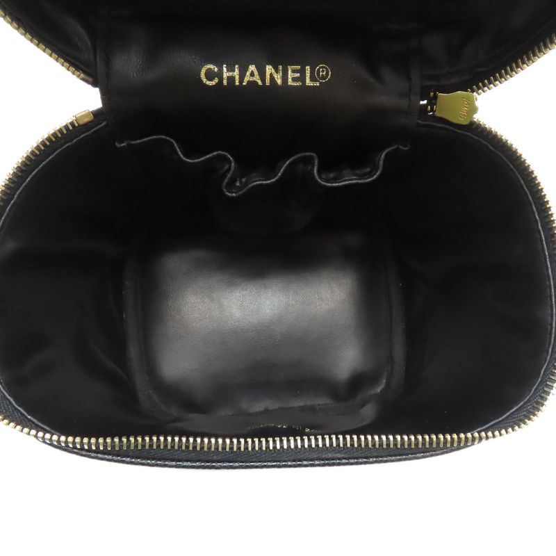Chanel Vanity Gold Hardware Tote Bag Grained Calfskin Women's