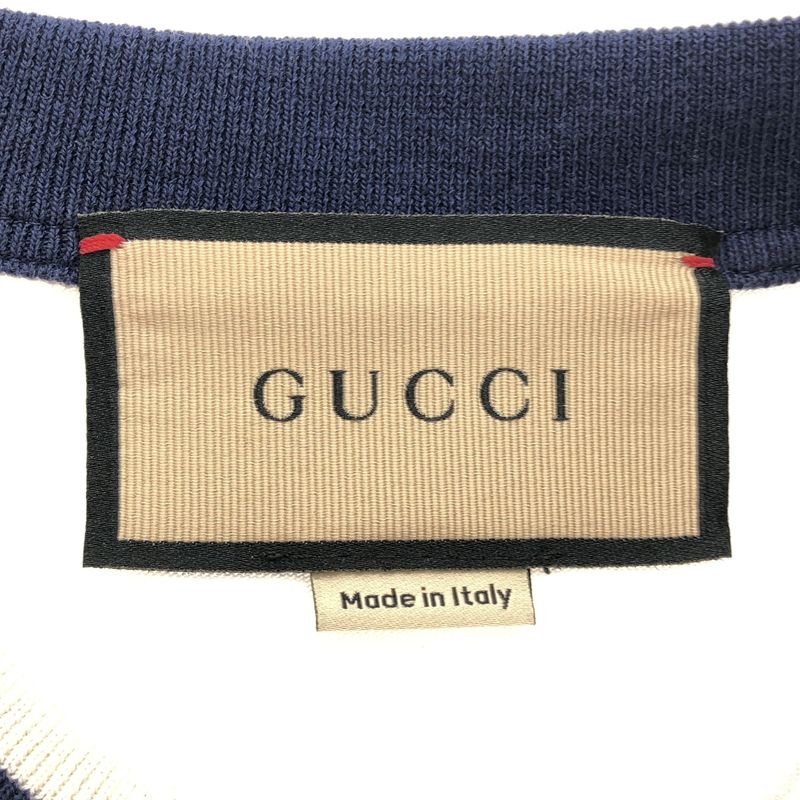 Gucci Embroidery Cotton Jersey T-Shirt 756596 Xjfv8 White X Navy M