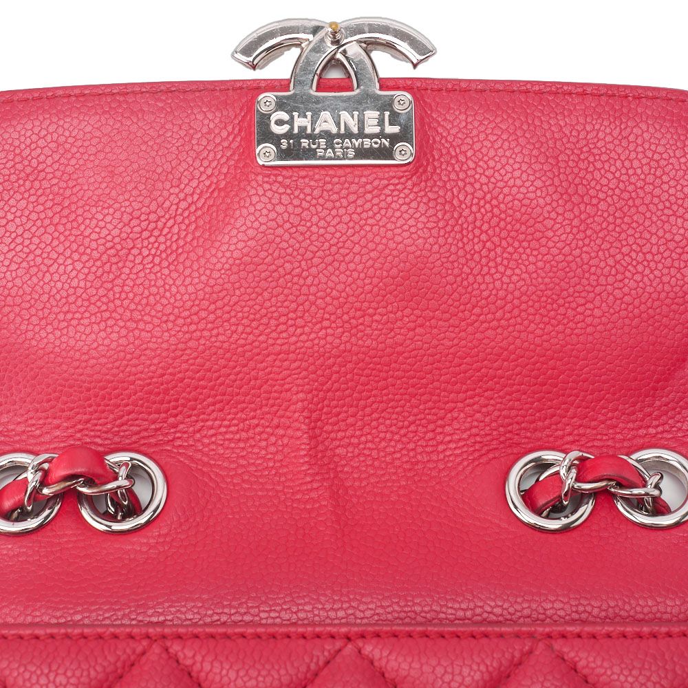 Chanel Matelasse Coco Push Lock Chain Shoulder Caviar Skin Red (silver Hardware)