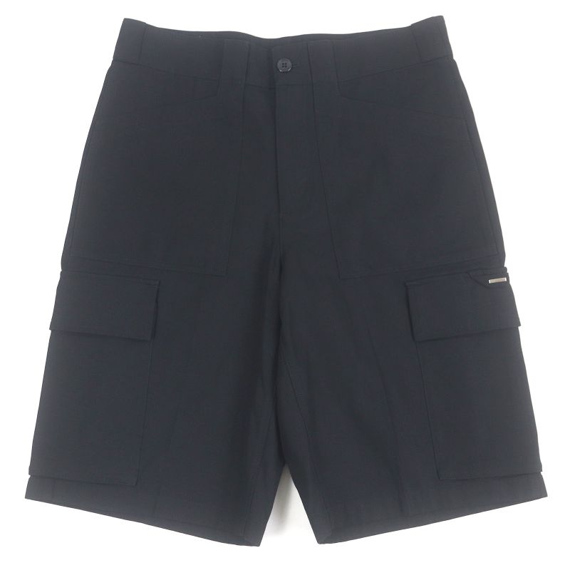 Louis Vuitton 22AW Linen Blend Logo Silver Plate Cargo Shorts Black 38 Made In