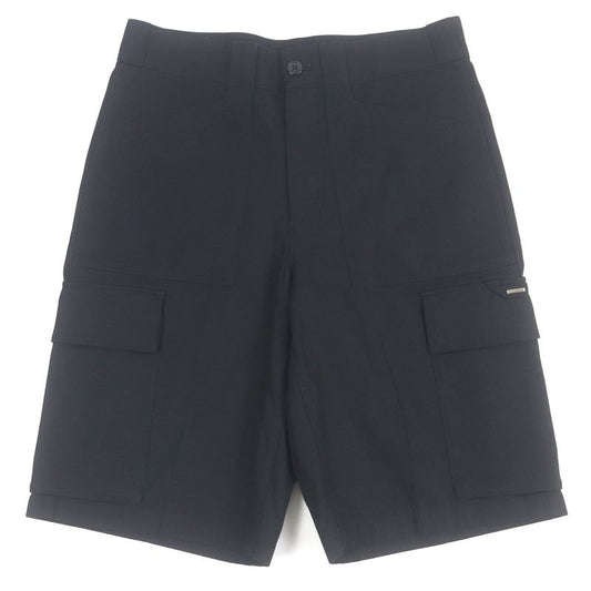 Louis Vuitton 22AW Linen Blend Logo Silver Plate Cargo Shorts Black 38 Made In