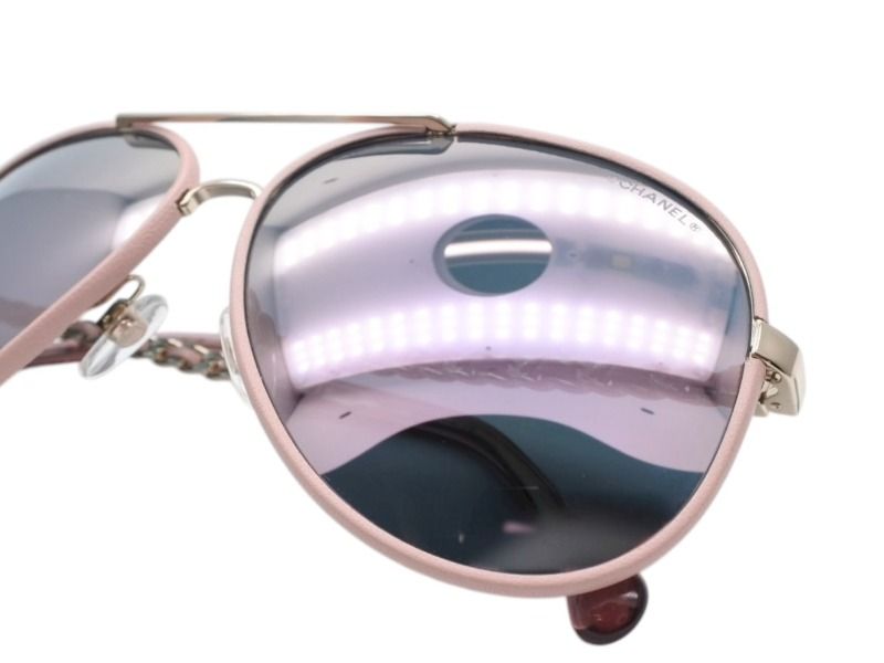 Chanel Teardrop Sunglasses CC Logo Chain Temple Mirror Lens Eyewear — view 5