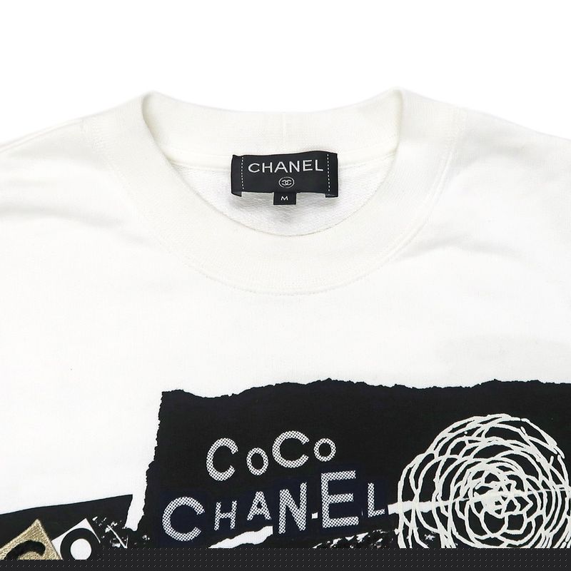 Chanel Sweatshirt Sequin M Size P63298k48933 White Sweatshirt Cotton