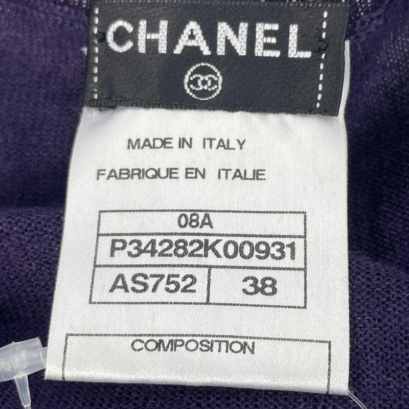 Chanel Top Coco Button Cashmere Silk Knit Purple Size 38