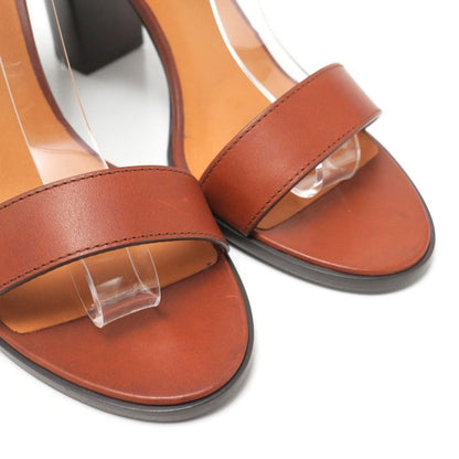 Celine Sandals Size 37.5 Ankle Strap Chunky Heel Lace Up Leather