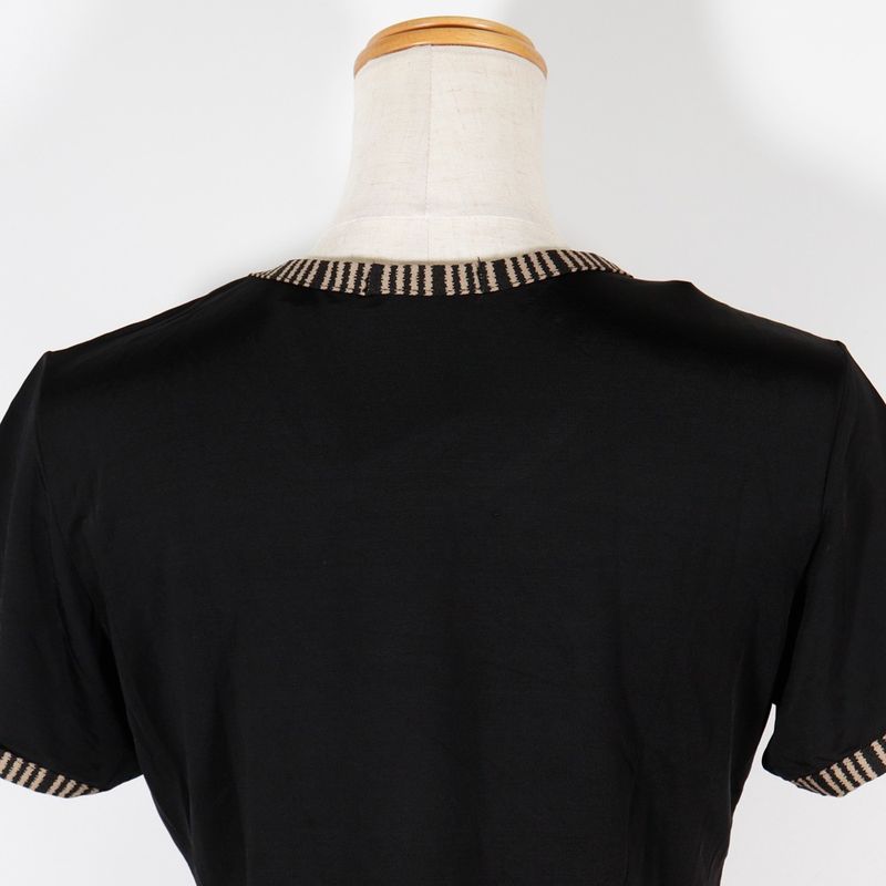 Fendi Logo Pie Pink Rayon Black Women's Short Sleeved T-shirt