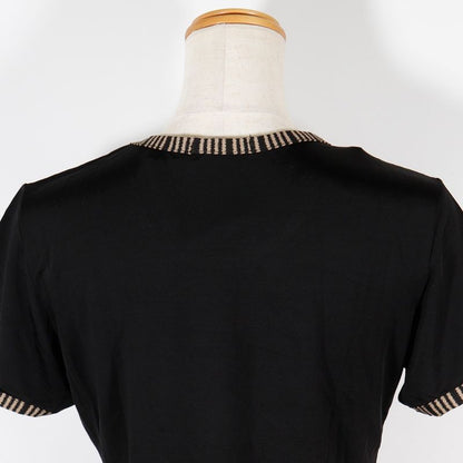 Fendi Logo Pie Pink Rayon Black Women's Short Sleeved T-shirt