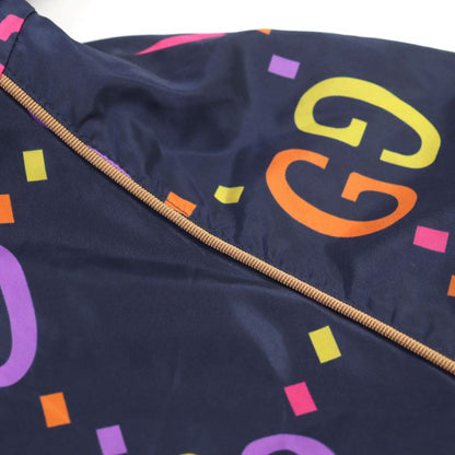 Gucci 697621 Jumbo GG Leather Part Hooded Double Zip Nylon Jacket Multicolor 48