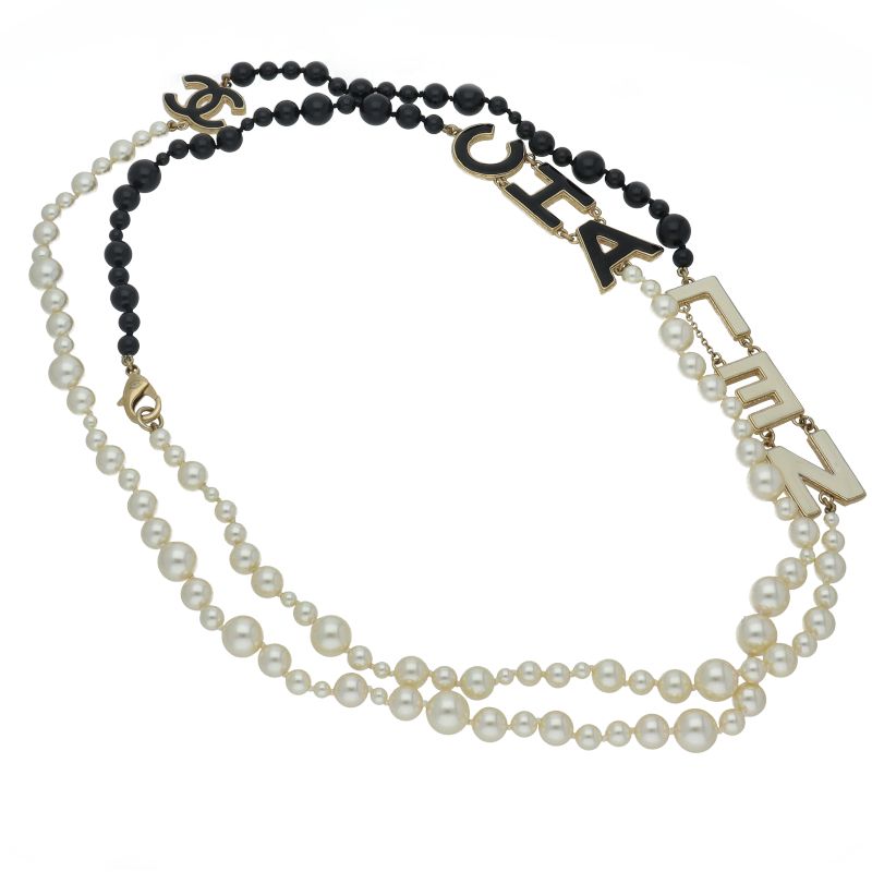 Chanel Faux Pearl Long Necklace Ab8717 Metal Brass Ladies