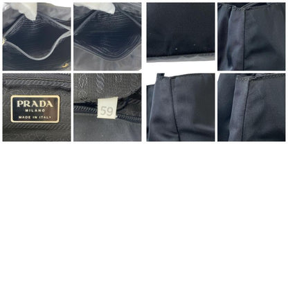 Prada Tessuto Triangle Logo Plate Black Silver Hardware Nylon Tote Bag Shoulder