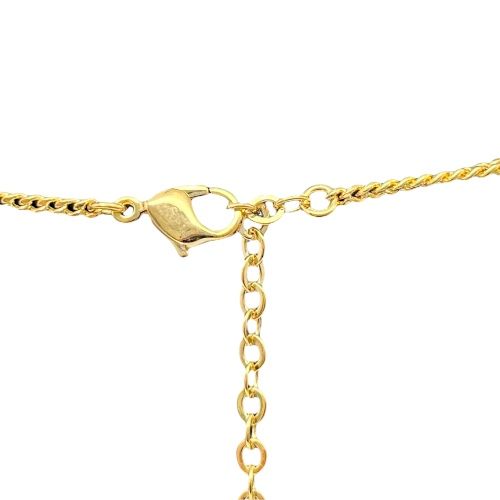 Christian DIOR Necklace Rhinestone Vintage Round Logo Gold