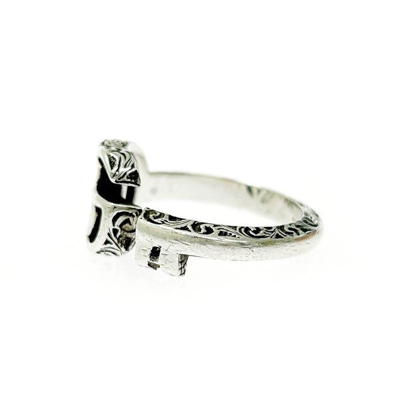 Gucci Silver Arabesque GG Engraved Edge Key Ring 5.6g 925 Engraved 394052 Ring