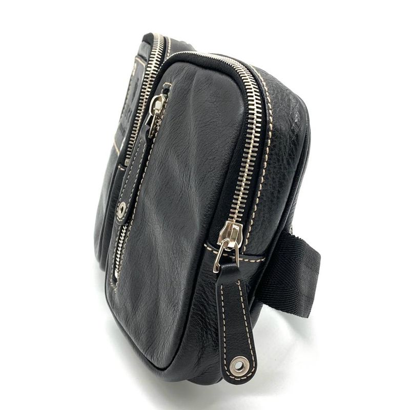 Gucci Waist Bag Body Bag 2WAY Leather 201846 Black Men's