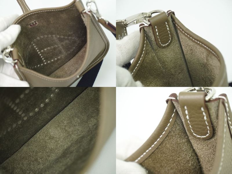 Authentic Hermes Evelyn TPM Taurillon Clemence Leather Shoulder Bag Pochette B