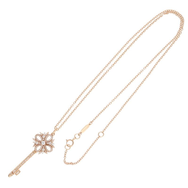 Tiffany & Co Victoria Key Pendant 18krg PAVE Diamond Necklace Women 18inch