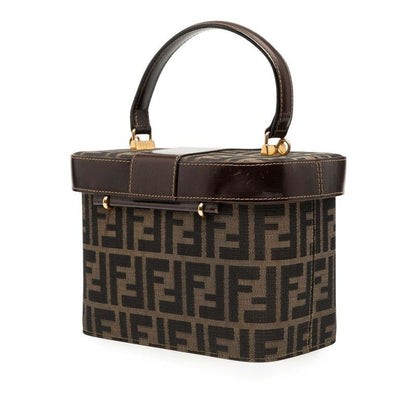 Fendi Zucca Shoulder Bag Vanity Bag 2WAY Brown Canvas Leather Women's Fendi