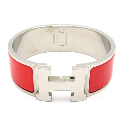 Hermes Bangle Click Clack H Silver X Red