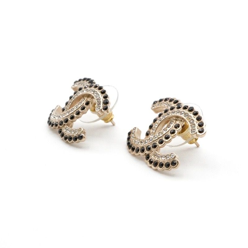 Chanel Earrings Earring Gold Coco Mark Rhinestone