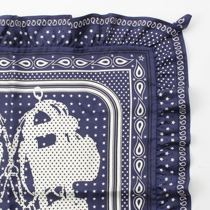 Hermes Carre 65 Brides De GALA Ceremonial Horse Maitre D'oeil Ruffled Scarf Navy
