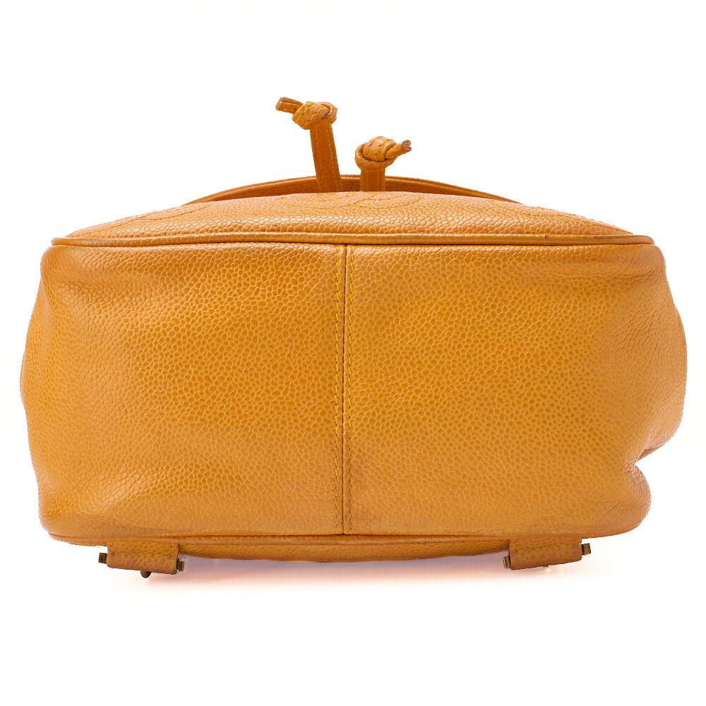 Chanel Backpack Caviar Skin Triple Coco Turnlock Yellow Gold Hardware Women's