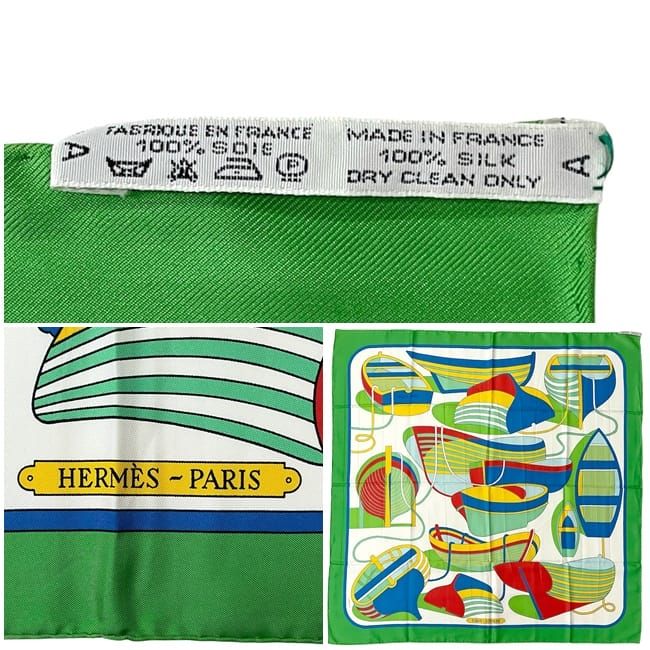 Hermes Scarf Carré 90 Green Blue White Thalassa