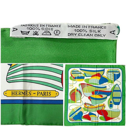 Hermes Scarf Carré 90 Green Blue White Thalassa