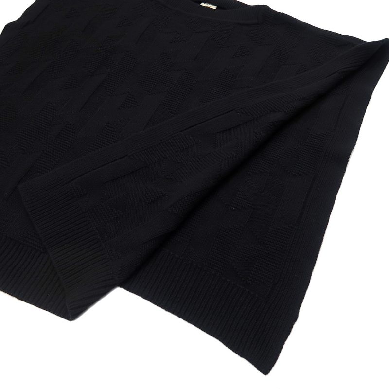 Hermes Poncho Cape H Motif 34 Black 100% Wool Knit 2904d3 Women's