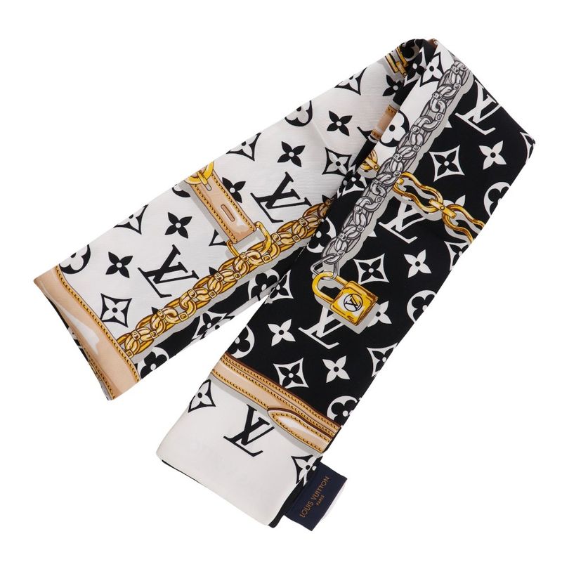Louis Vuitton Bandeau Monogram Confidential M78656 Silk White Women's Scarf