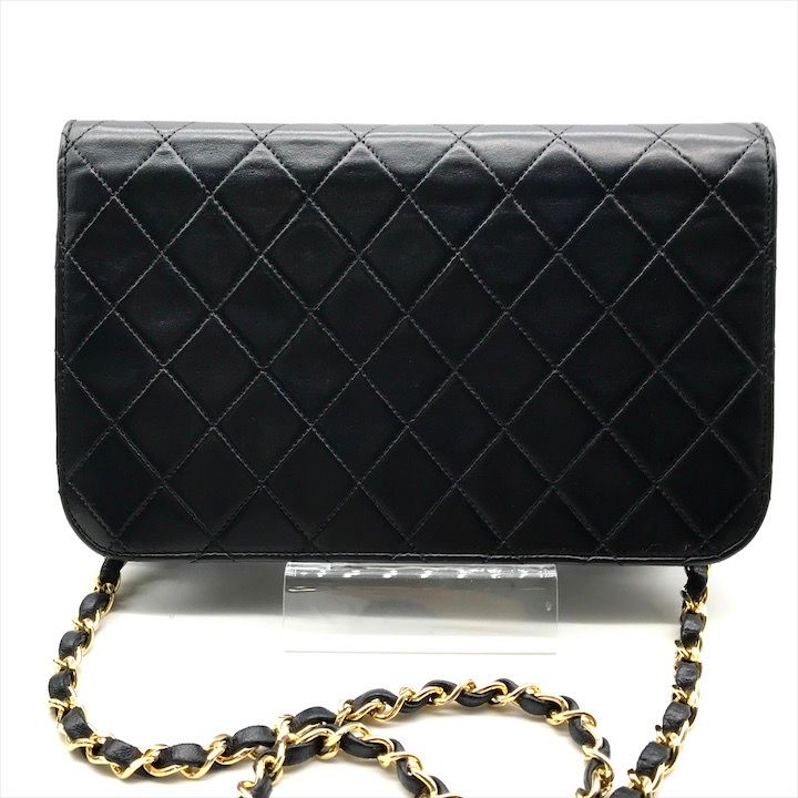 Chanel CC Logo Quilted Lambskin Push Lock Chain Shoulder Bag Black