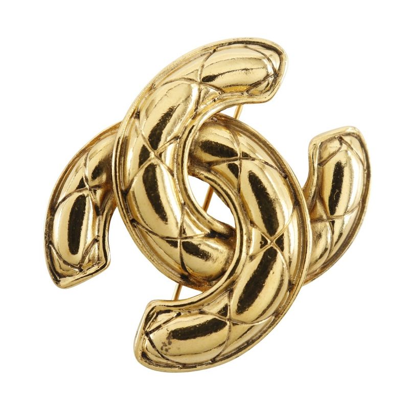 Chanel Coco Mark Matelasse Vintage Gold Plated Ladies 17.7g Brooch