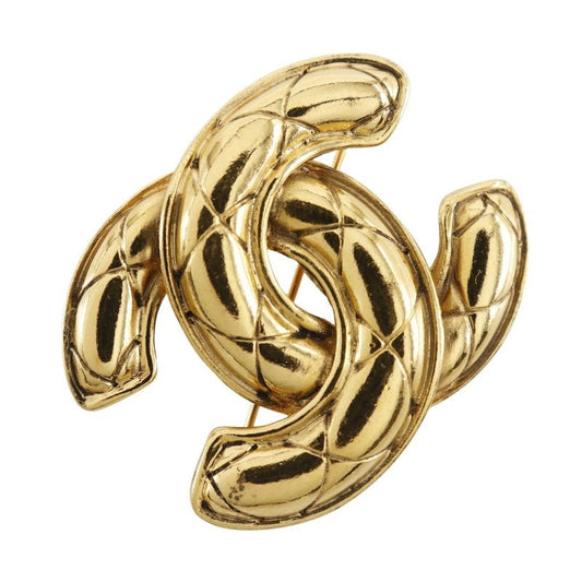 Chanel Coco Mark Matelasse Vintage Gold Plated Ladies 17.7g Brooch
