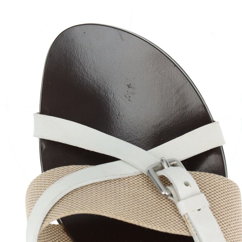 Hermes Leather Wood Sole Belt Sandals Women's 35 Brown Made In Spain