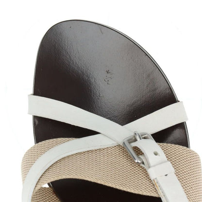 Hermes Leather Wood Sole Belt Sandals Women's 35 Brown Made In Spain