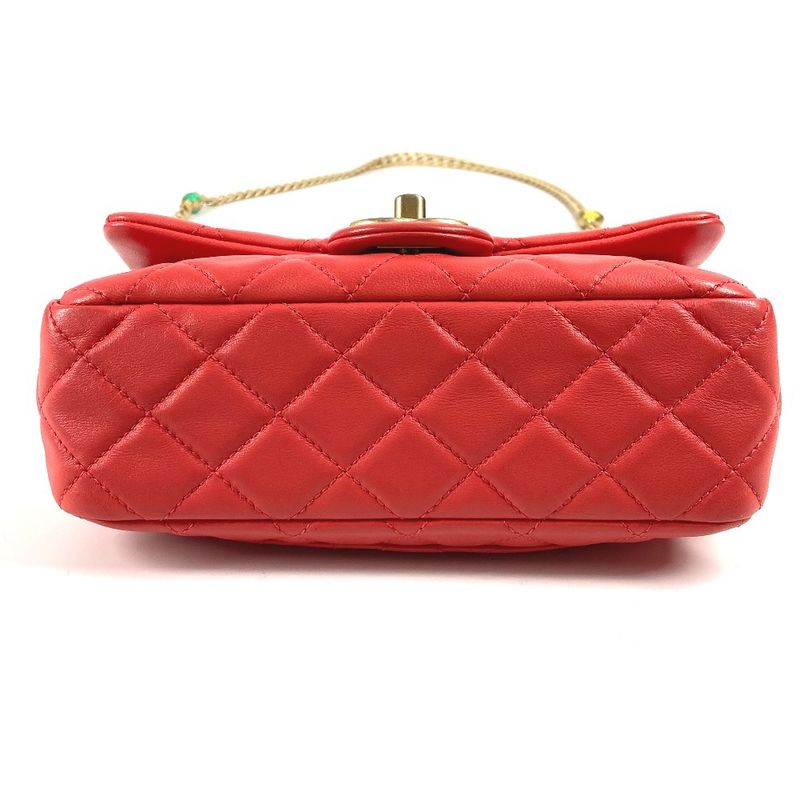 Chanel Shoulder Bag CC Coco Mark Matelasse With Bijoux As2380 Lambskin Red