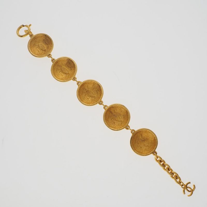 Chanel Coco Mark Matelasse Vintage Gold Plated Gold Ladies 71.2g Bracelet