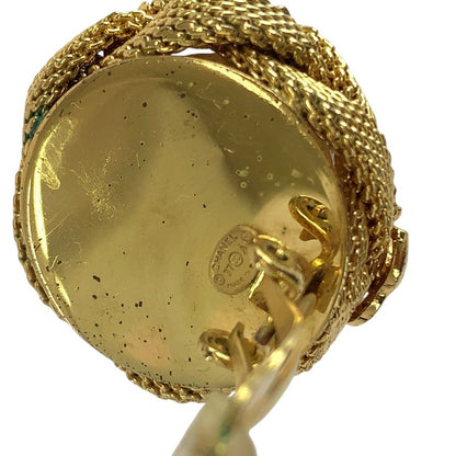 Chanel Pearl Coco Mark Gold White Metal/pearl Earrings 97 A Engraved Ladies