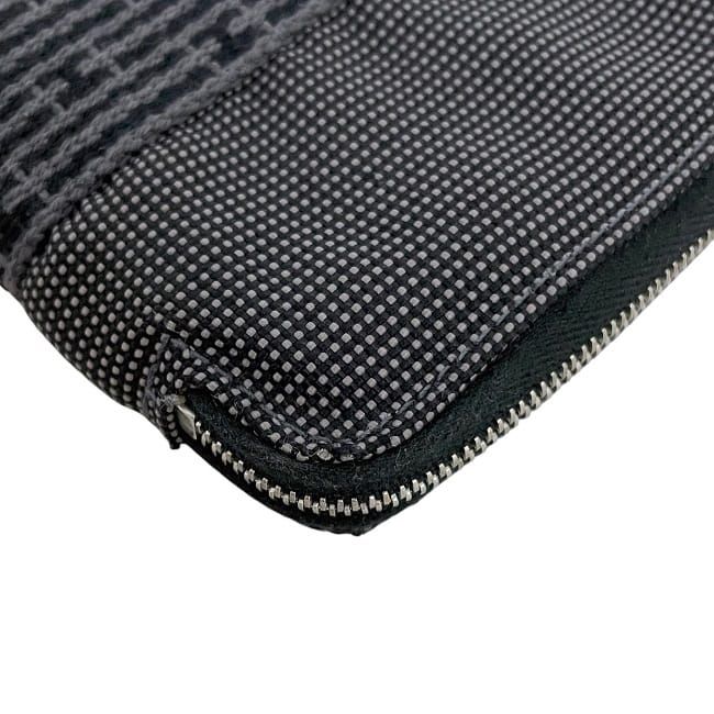 Hermes Bifold Wallet Gray Black Her Line Excellent Condition Canvas