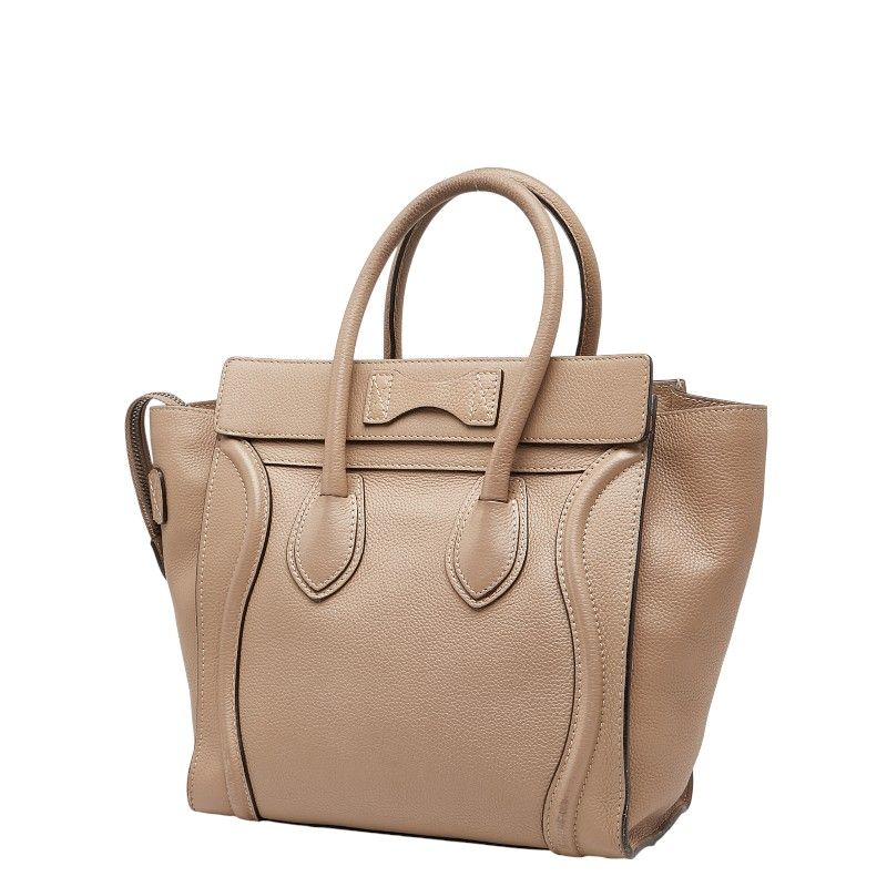 Celine Luggage Micro Shopper Beige Leather Women's Celine