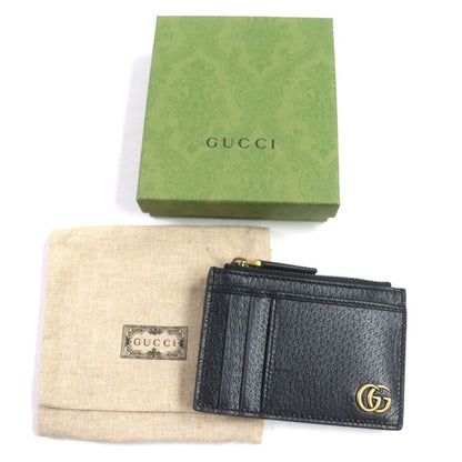 Gucci 657589 Leather GG Marmont Business Card Holder Card Case Black Gold