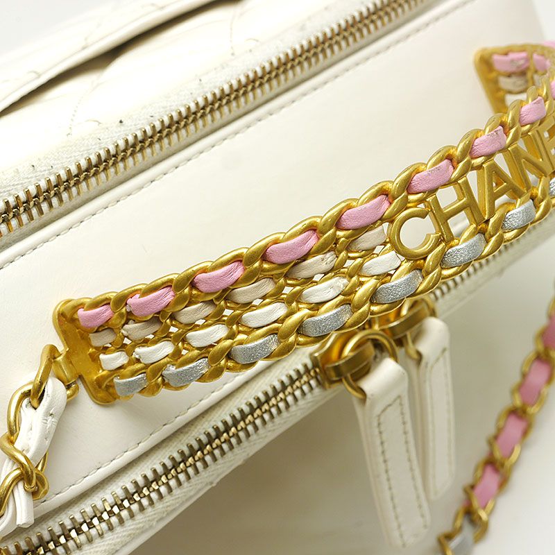 Chanel Matelasse Vanity Bag White 2WAY Chain Shoulder