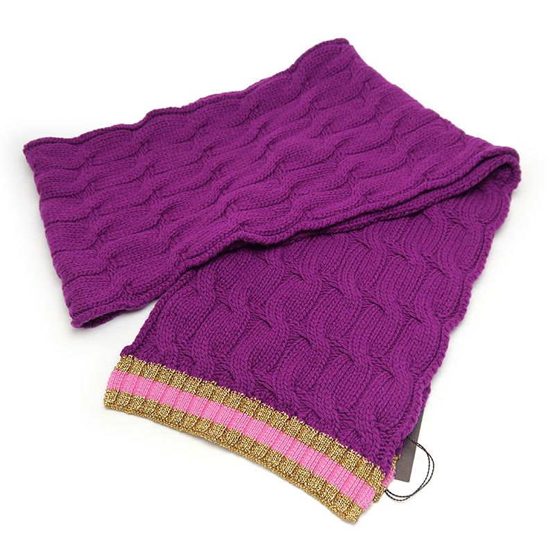 Gucci Cable-knit Scarf 544777 Cashmere Blend Purple