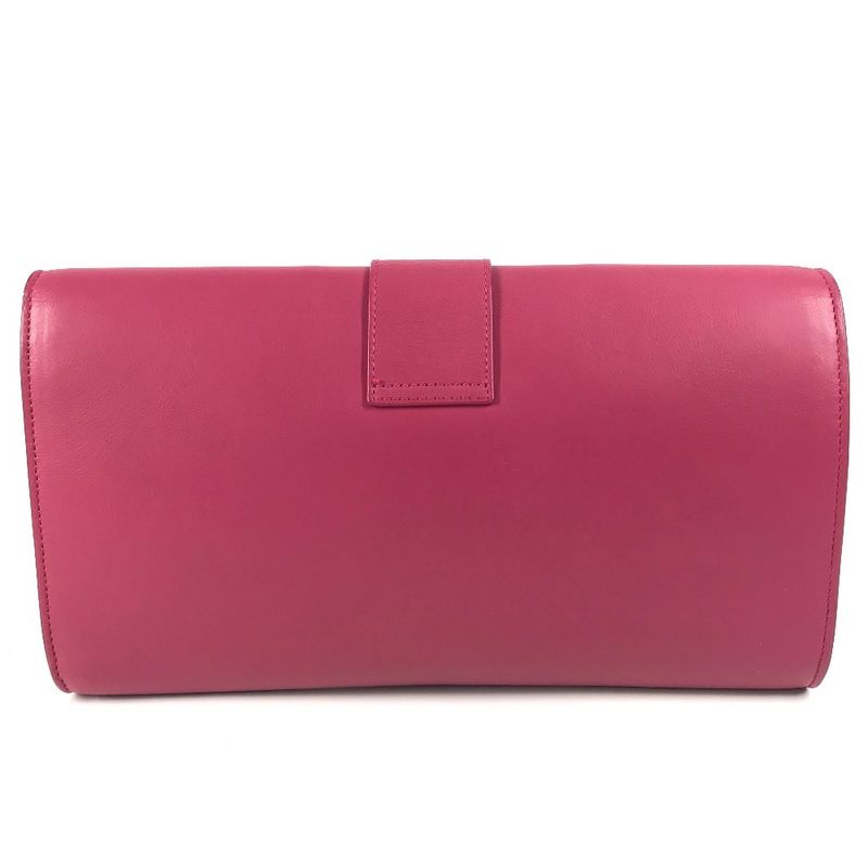 Saint Laurent Clutch Bag Logo Flap 311213 Leather Pink