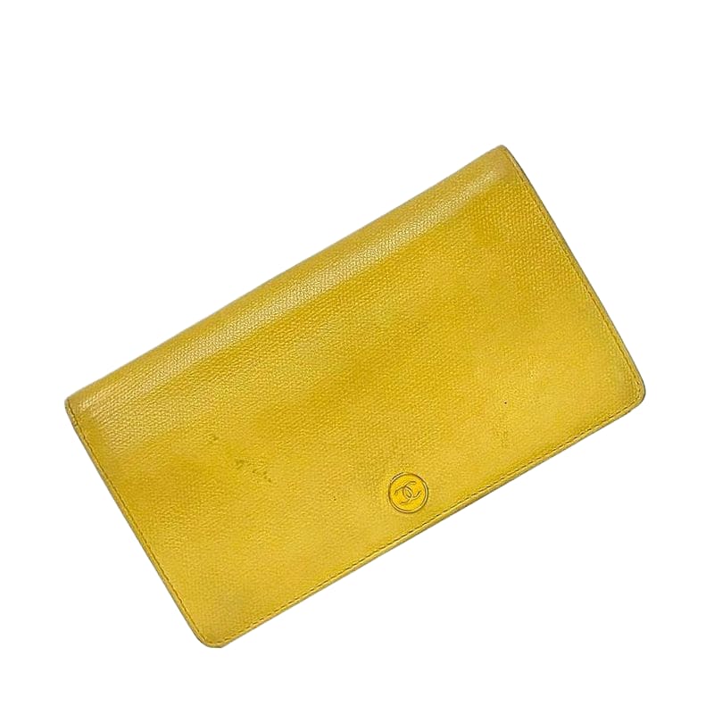 Chanel Bifold Long Wallet Ec21016 Yellow Coco Button