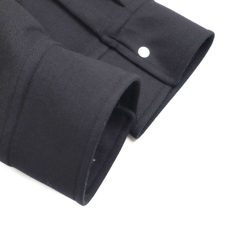 Hermes Embroidery Zip-Up Wool Shirt Jacket 2h0212dn Black 36