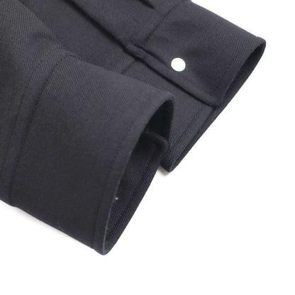 Hermes Embroidery Zip-Up Wool Shirt Jacket 2h0212dn Black 36