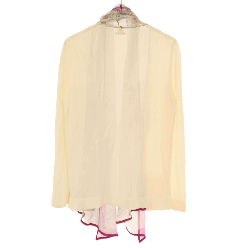 Hermes Silk Shawl Docking Rayon Knit Cardigan White 42