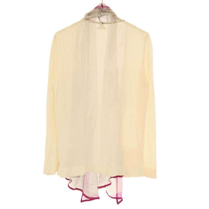 Hermes Silk Shawl Docking Rayon Knit Cardigan White 42