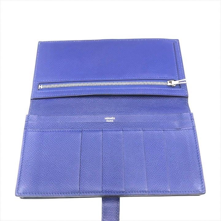 Hermes Epsom Bearn Souffle Blue Wallet Bifold