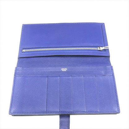 Hermes Epsom Bearn Souffle Blue Wallet Bifold